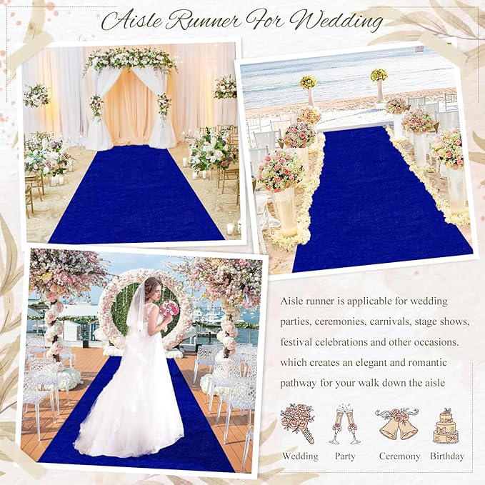 Aisle Runners 4 x 15 ft Blue Velvet Wedding Ceremony Carpet