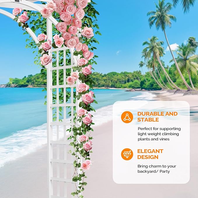 Arbor Wood Wedding Arch in White, 63 x 85 Inch Classic Style