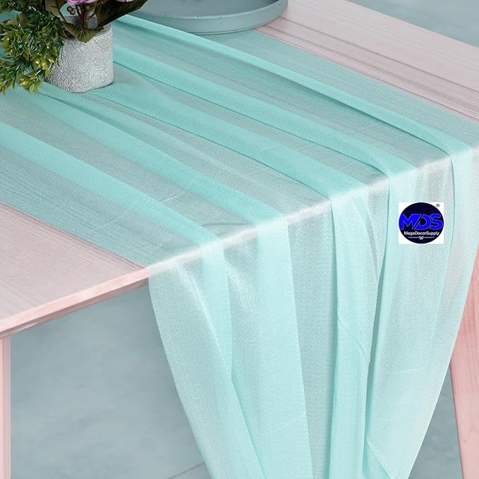 MDS Halloween Chiffon Table Runner - 15 Pack, 29 x 170 Inches, 14ft Each - Sheer Spooky Table Runners for Haunted House Parties, Trick-or-Treat Tables, Witchy Décor, Wedding & Events - Teal