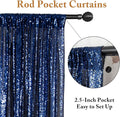 Photo Backdrop Curtain, Navy Blue Sequin, 10 x 10 Ft Shimmer with Rod Pocket