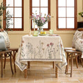 Rectangular Tablecloth 55 x 87 Inch Linen-Polyester Blend Floral