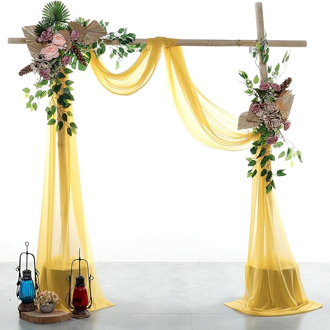 Backdrop Fabric Panels, Gold Sheer Chiffon, 2 Pack, 30 x 40 Ft