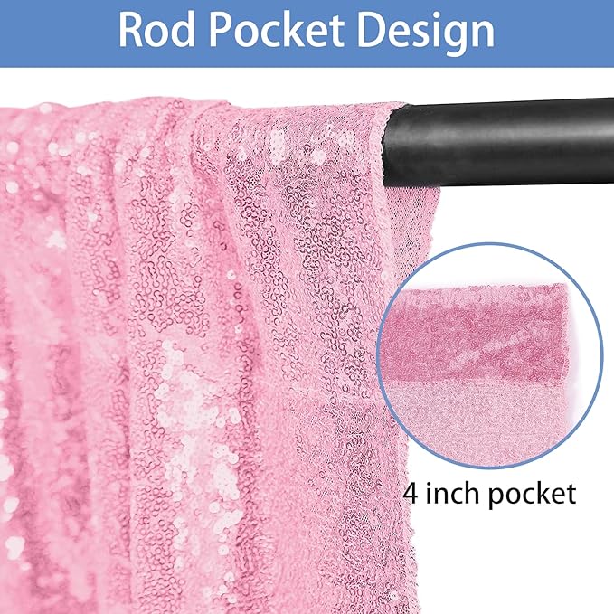 Backdrop Curtain Pink Sequin Mesh 2 Ft x 8 Ft Pack of 2