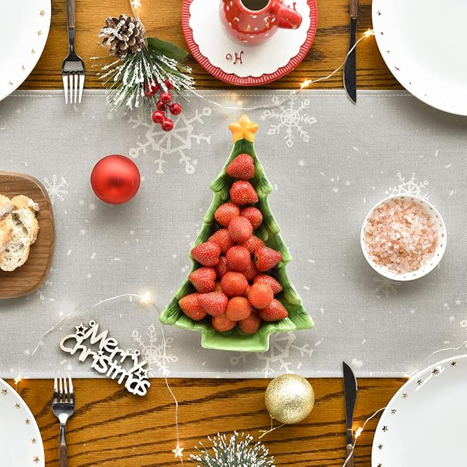 Artoid Mode Grey Snowman Snowflake Let it Snow Christmas Table Runner, Seasonal Winter Kitchen Dining Table Decor for Home Party Indoor 13x72 Inch
