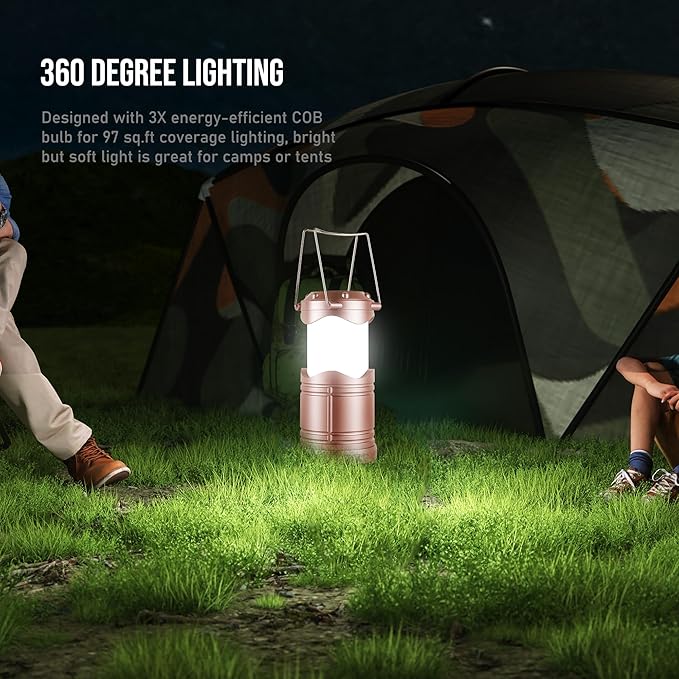 Lichamp LED Camping Lantern, 4 Pack Battery Powered Flashlight for Power Outages, Portable Collapsible Hanging Light Essential for Home, Outdoor, Emergency Lamp Survival Kit Gear for Hurricane,B4RG