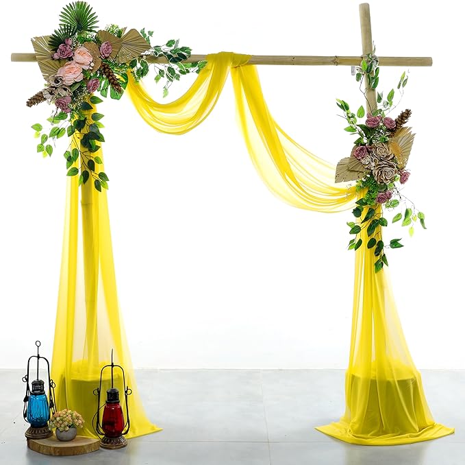 Backdrop Fabric Panel Yellow Sheer Chiffon, 30 In x 40 Ft