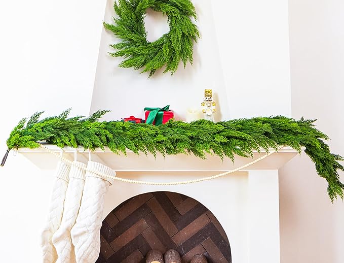 Garland 6 Ft Extra Full Dark Green Faux Cypress Pine for Christmas