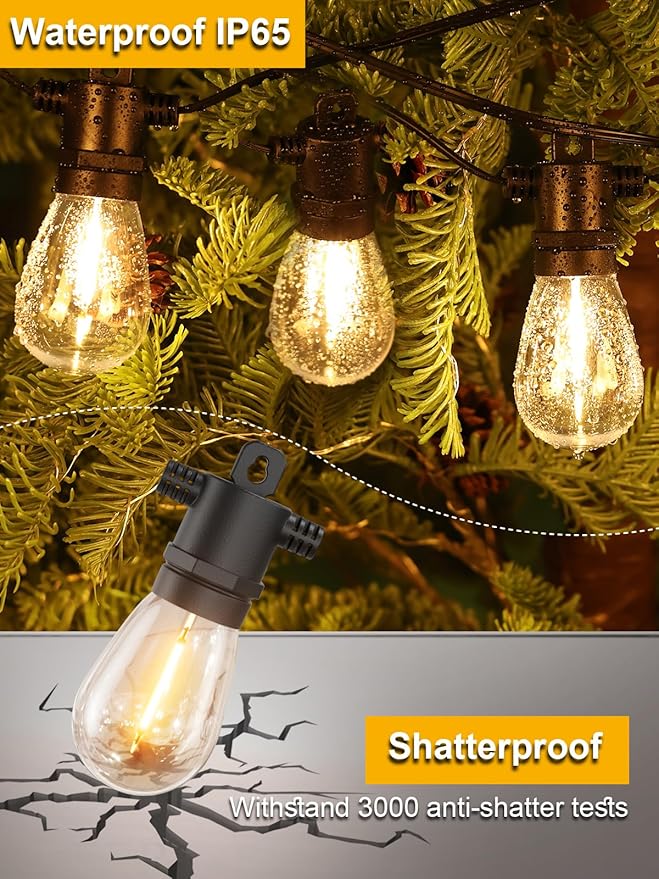 String Lights 150 FT Waterproof LED Warm White for Patio