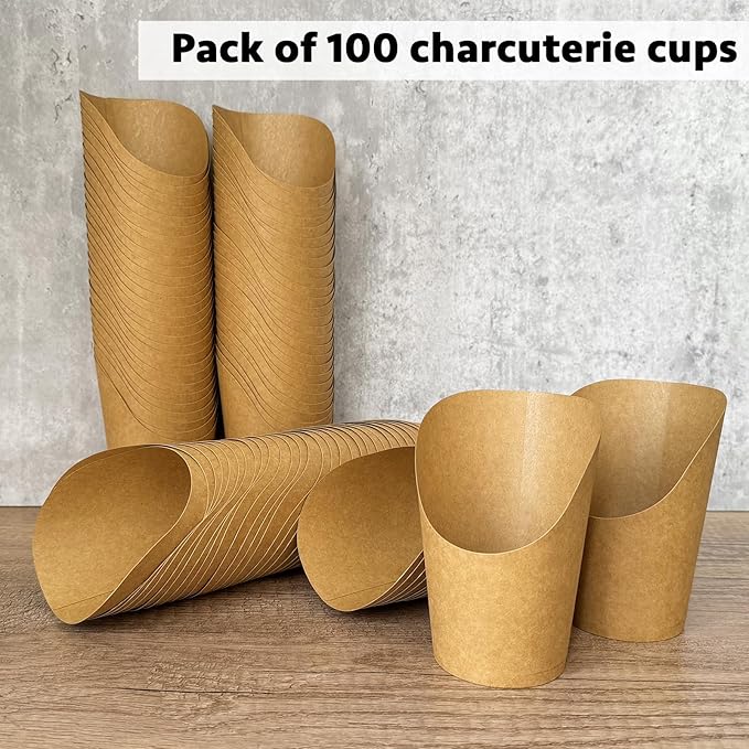 Cups for Fries and Snacks, 16oz Brown Kraft Paper, 100 Pack