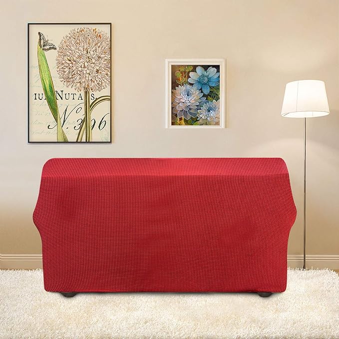 Sofa Slipcover for Loveseat, Stretch Jacquard Fabric in Christmas Red