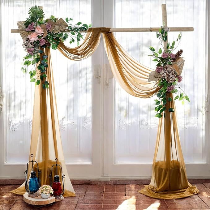 MDS Halloween Chiffon Draping Fabric - 2 Panel, 30" Wide x 75ft Long - Sheer Spooky Arbor & Canopy Drapery for Haunted House Backdrops, Party Ceilings, DIY Costumes & Themed Events - Mocha