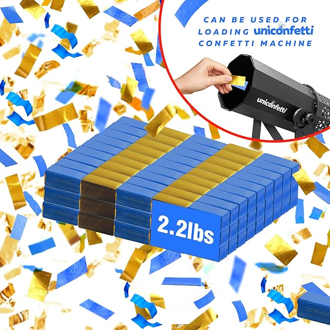 Confetti Paper, Blue and Gold, Bulk Size for Parties & Events
