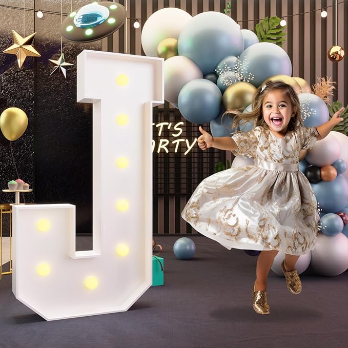 Party Decor Light Up Marquee Letter J, 3 Ft Foam Board Sign