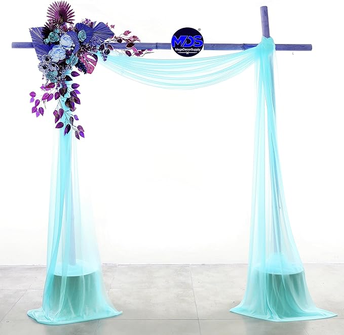 MDS Halloween Chiffon Draping Fabric - 1 Panel, 30" Wide x 100ft Long - Sheer Spooky Arbor & Canopy Drapery for Haunted House Backdrops, Party Ceilings, DIY Costumes & Themed Events - Teal