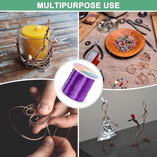 2-Rolls 0.3mm Jewelry Wire, 28 Gauge 328FT Craft Wire Copper Beading Wire for Jewelry Making/Planting/Weaving/DIY Crafting, Soft Metal Wires [100M, Purple]