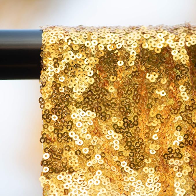 JYFLZQ Gold Sequin Backdrop Curtains 2ft x 8ft 2 Panel Glitter Photo Booth Backdrops Sparkly Photography Background Drapes for Parties Wedding Bridal Showers