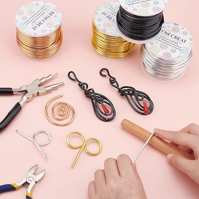 BENECREAT 9 Gauge Jewelry Craft Aluminum Wire 55 Feet Bendable Metal Sculpting Wire for Halloween Craft Floral Model Skeleton Making (Black, 3mm)