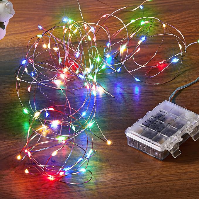 1 Pack 65.6 Ft. Battery Operated Outdoor String Lights with Remote & Timer, LED Multi Color Fairy Lights, Waterproof Twinkle Lights for Bedroom, Dorm, Mason Jar, Wedding, Party, Christmas