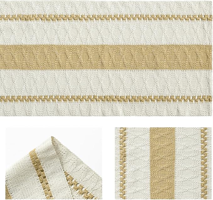Artoid Mode Burlap Brown Farmhouse Woven Rustic Table Runner, Seasonal Holiday Hollow Kitchen Dining Table Decoration for Home Party Decor 12x120 Inch