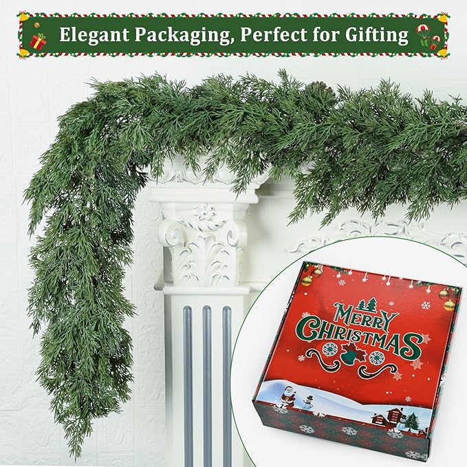 Artificial Pine Garland, 9 ft Green PE with 238 Sprigs