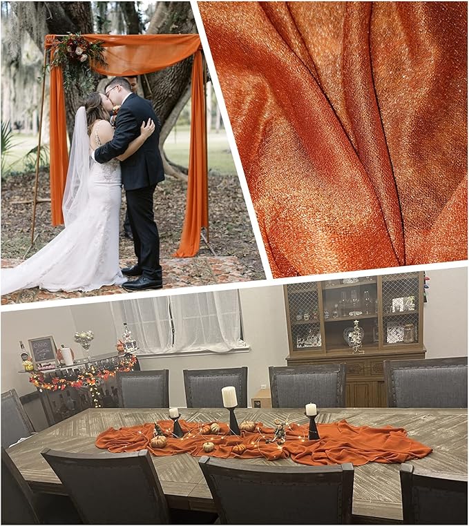 Arch Drapes for Wedding Arch Draping Fabric Terracotta Sheer Backdrop Curtain for Ceremony Bridal Party Decor 6 Yards 19Ft Length x 28" Width 1 Panel