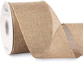 Ribbli Natural Burlap Wired Ribbon, 4” Inch x Continuous 20 Yard, Wired Edge Ribbon for Wreaths,Big Bows,Tree Decoration,Outdoor Decoration