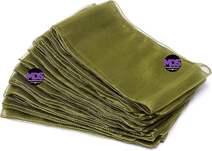 MDS Pack of 250 PCS Organza Chair Sashes Wider Dining Chair Bows Ribbon Tie Back for Wedding Party Birthday Bridal Shower Reception Event Banquet Home Chair Cover Decoration - Olive Green
