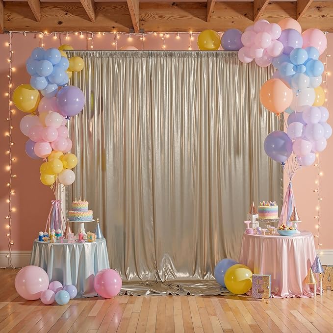 20x10ft Thick Champagne Glitter Backdrop Curtain Panels for Parties, Wrinkle Free Sequin Sparking Photo Backdrop Drapes, 4 Panels 5x10ft Shimmer Back Drop Cloth for Wedding Birthday Photography