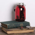 Decorative Candle Lantern, Red Mercury Glass, 6.75-Inch LED with Timer