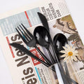 Black Plastic Spoons and Cutlery Set, 180 Count with Forks and Knives