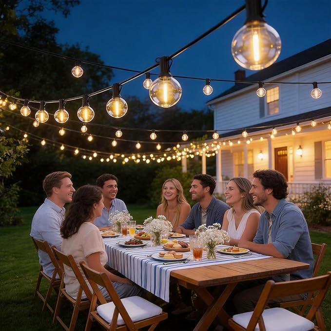 String Lights, 100FT Outdoor Patio Set with 37 Warm White G40 Bulbs