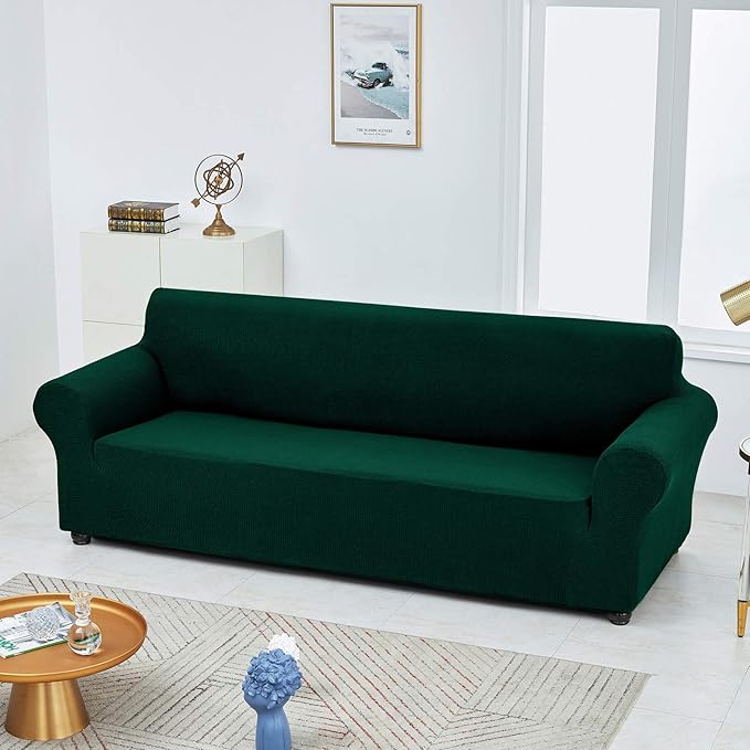 Sofa Slipcover, Stretch Fit, Hunter, Water-Repellent, 3-Seater