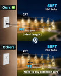 String Lights 60 ft Warm White 26-Bulb Patio Set, Shatterproof