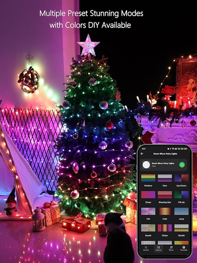 Indoor String Lights, 33 ft 100 LED Silver Wire, App and Voice Control