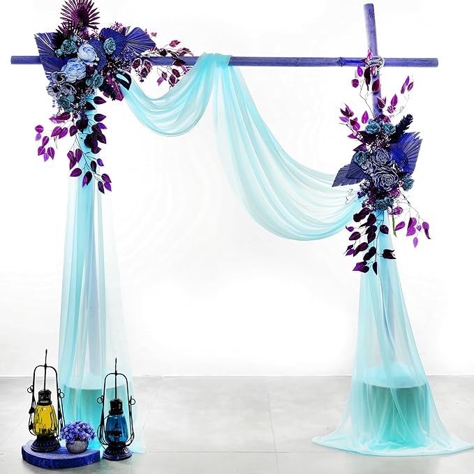 Backdrop Drape Fabric, Teal Sheer Chiffon, 30 in x 40 ft for Wedding Arch