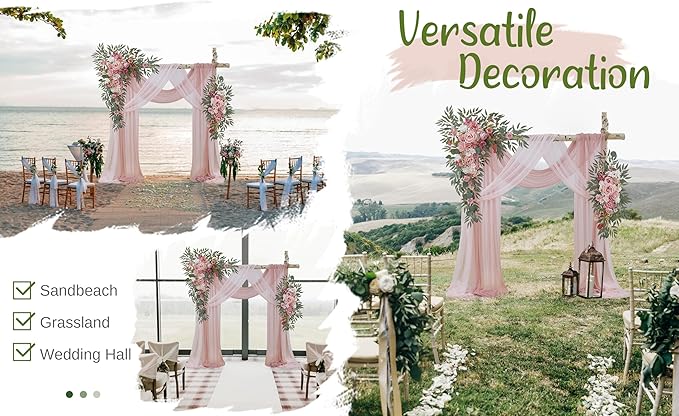 Artificial Flowers Dusty Rose Silk Wedding Arch Kit with Drapes