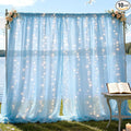 Ledido 10×10ft Tulle Backdrop Curtains with Lights String - 300LED Fairy Lights Sheer Curtain Backdrop for Weddings Baby Shower and Birthday Party Decorations(2 Panels 5×10ft)