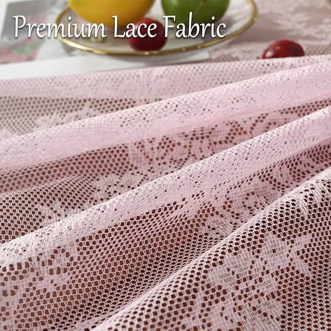 Jeloris Round Lace Tablecloth with Elegant Scalloped Bottom for Any Special Event Such as Wedding, Birthday Party, Baby Shower, Anniversary (48 inch, Style 2)