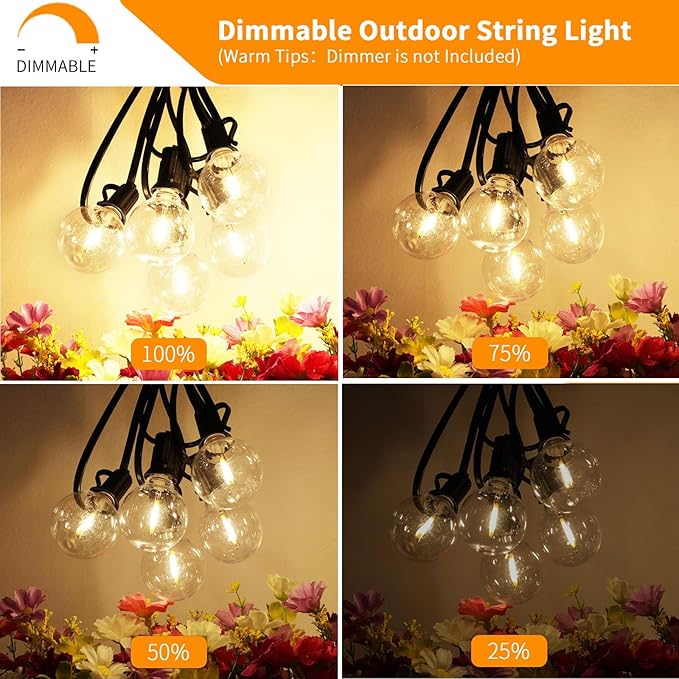 String Lights 150 FT Warm White G40 LED, 75 Shatterproof Bulbs