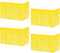 4P Wavy Metallic Tinsel Foil Fringe Table Skirts for Rectangle Tables Backdrop Garland Curtains for Parade Floats Wedding Birthday Parties Decoration Graduation 2025 Christmas (Makaron Yellow)