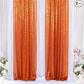 ShinyBeauty Orange Sequin Backdrop Curtains 2 Panels 2FTx8FT Orange Sparkly Sequin Photo Background Shimmer Backdrop Curtains for Party Glitter Curtains Halloween Backdrop Studio Backgrounds