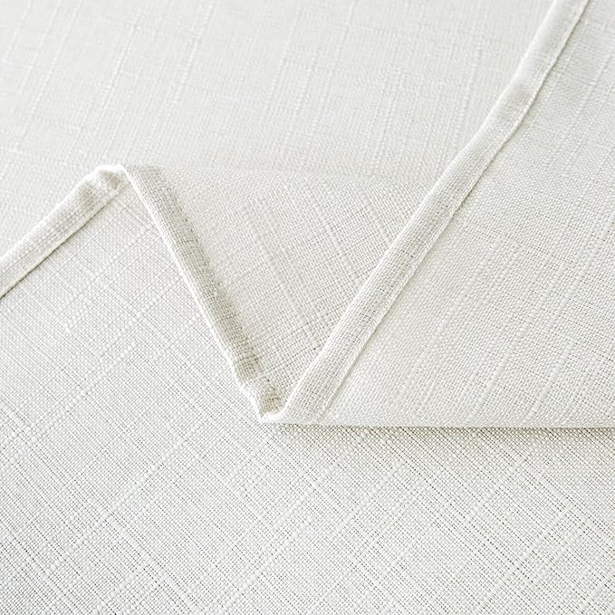 NLMUVW Linen Tablecloth for Rectangle Tables, Water Resistant Textured Farmhouse Tablecloth Stain Resistant Decorative Table Cover for Indoor and Outdoor, 54 x 102 Inch, White