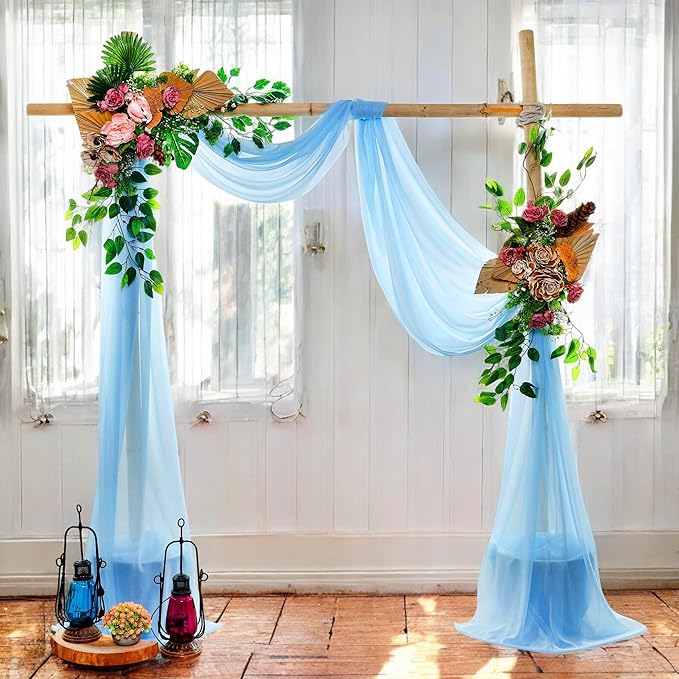 MDS Halloween Chiffon Draping Fabric - 2 Panel, 30" Wide x 20ft Long - Sheer Spooky Arbor & Canopy Drapery for Haunted House Backdrops, Party Ceilings, DIY Costumes & Themed Events - Turquoise