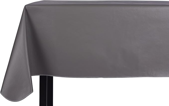 Vinyl Tablecloth, Gray Water-Resistant Table Cover, 52 x 108 Inch