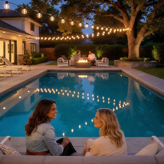 String Lights, 100FT Outdoor Patio Set with 37 Warm White G40 Bulbs