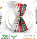 Cloth Napkins Set of 12, Christmas Checks Square 100% Cotton 20x20 Inch