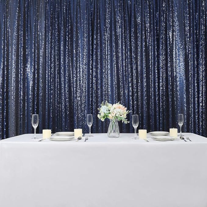Backgrounds Navy Sequin Mesh Backdrop, 2 x 8 Ft, Pack of 4, Wrinkle-Free