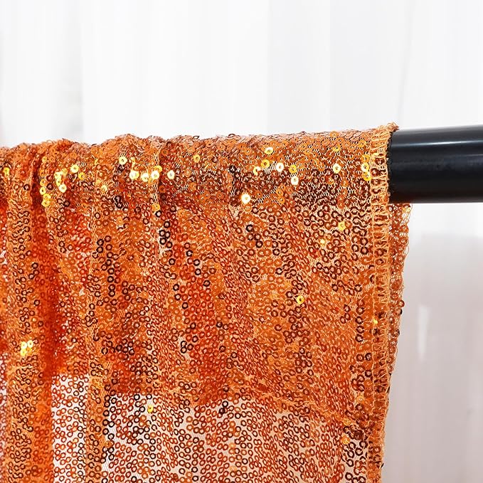 Poise3EHome 4Pcs 2Ft x 8Ft Orange Sequin Backdrop Curtains, Glitter Photography Background, Sequence Xmas Thanksgiving Backdrop (Orange, 4 pcs-2ftx8ft)