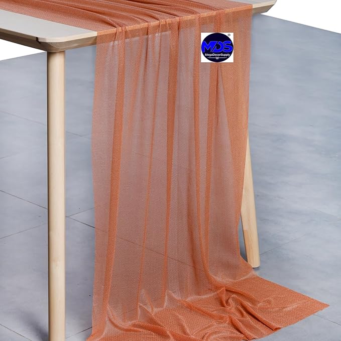 MDS Halloween Chiffon Table Runner - 10 Pack, 29 x 170 Inches, 14ft Each - Sheer Spooky Table Runners for Haunted House Parties, Trick-or-Treat Tables, Witchy Décor, Wedding & Events - Coral Peach