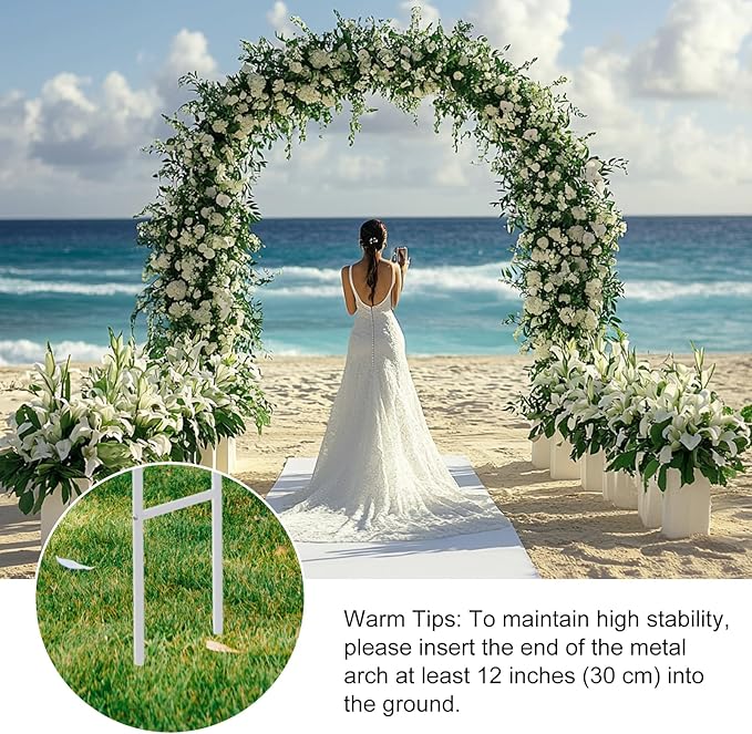 White Metal Garden Arch Arbor, 55 x 94 Inch Wedding Backdrop Stand